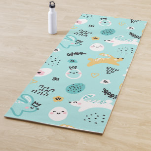 Cute Easter Bunny Pattern Kawaii Rabbits Eggs  Yoga Mat