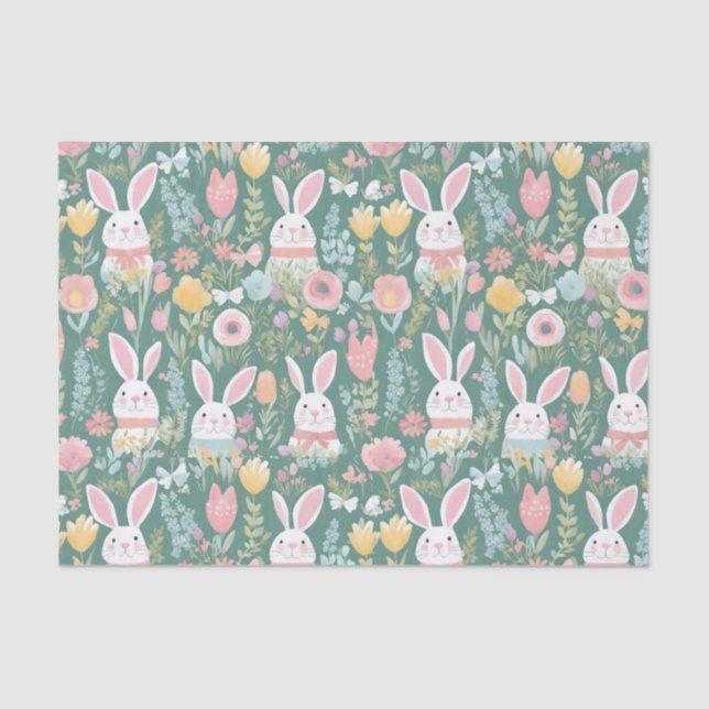Cute Easter Bunny Pattern Tissue Paper (Front)