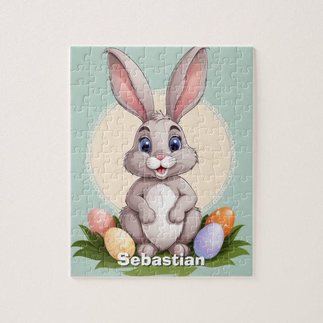 Cute Easter Bunny Personalised Kids Jigsaw Puzzle (Vertical)