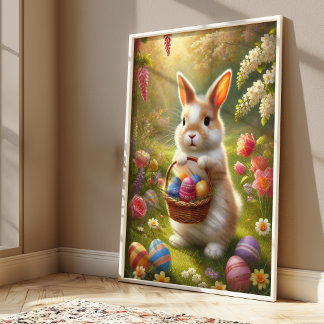 Cute Easter Bunny Poster | Spring Rabbit Wall Art