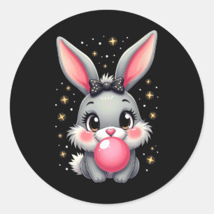 Cute Easter Bunny Rabbit Bubble Gum  Classic Round Sticker