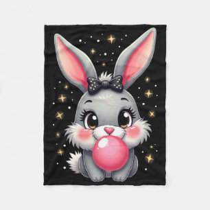 Cute Easter Bunny Rabbit Bubble Gum Fleece Blanket