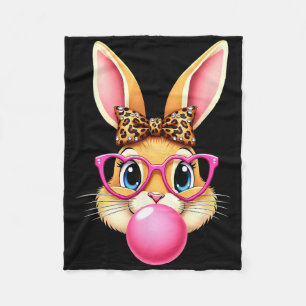 Cute Easter Bunny Rabbit Bubble Gum Girl Women Fleece Blanket