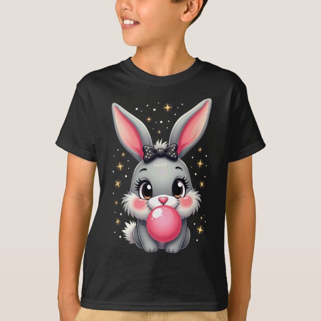 Cute Easter Bunny Rabbit Bubble Gum  T-Shirt (Front)