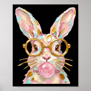 Cute easter bunny rabbit bubblegum brushstroke boy poster