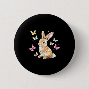 Cute easter bunny rabbit butterfly Cute easter bun 6 Cm Round Badge