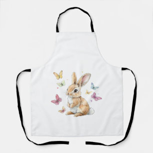 Cute Easter Bunny Rabbit Butterfly T-Shirt Apron