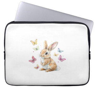 Cute Easter Bunny Rabbit Butterfly T-Shirt Laptop Sleeve