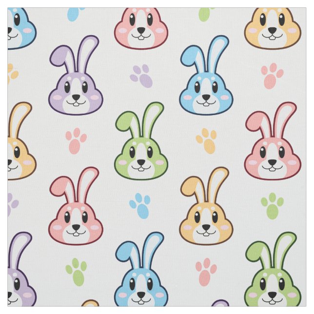 Cute Easter Bunny Rabbit Pattern | Holidays Fabric (Swatch)