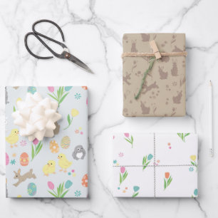 Cute easter bunny rabbit pattern wrapping paper sheet