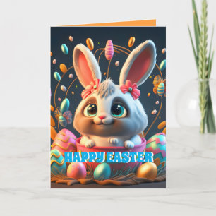 Cute Easter Bunny Rabbit Personalised Kids Photo Card