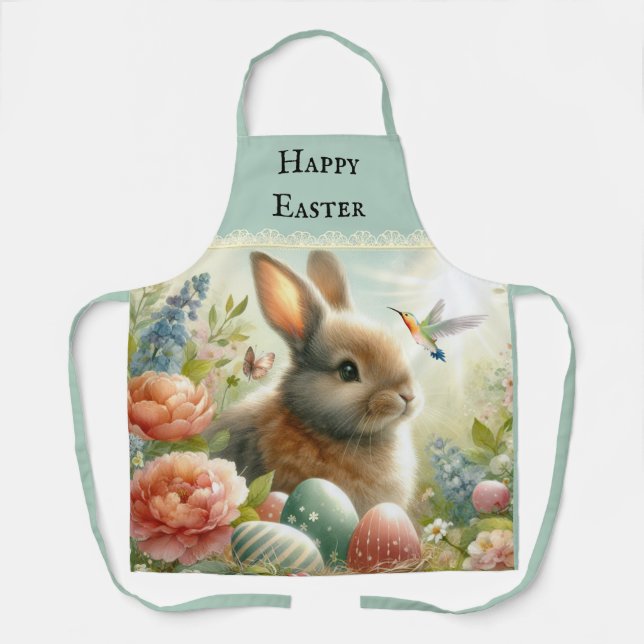 Cute Easter Bunny  Rabbit  Vintage Apron (Front)