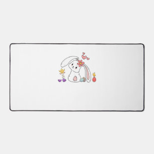 Cute Easter Bunny Rabbit with Eggs Baby Chicks Hap Desk Mat