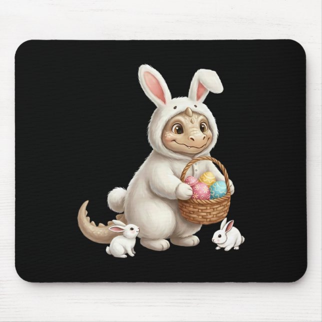 Cute Easter Bunny Rabbit With Eggs Whimsical Drago Mouse Mat (Front)