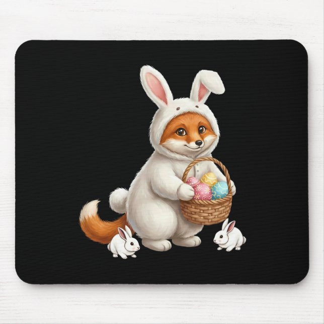 Cute Easter Bunny Rabbit With Eggs Whimsical Fox D Mouse Mat (Front)