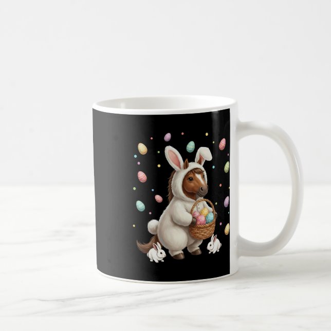 Cute Easter Bunny Rabbit With Eggs Whimsical Horse Coffee Mug (Right)