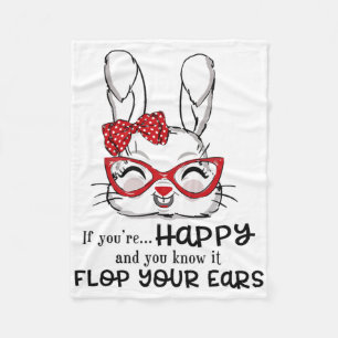 Cute Easter Bunny Red Gles Bow Rabbit Lovers Graph Fleece Blanket