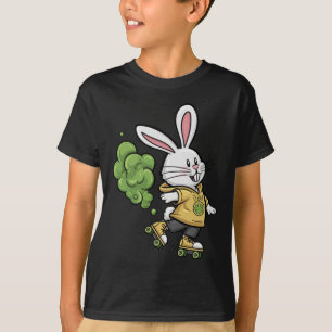 Cute Easter Bunny Roller Skating Illustration Desi T-Shirt
