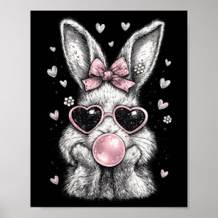 Cute Easter Bunny Shirt For Women Pink Rabbit Coqu Poster