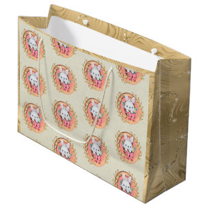Cute Easter Bunny Sitting in The Basket Large Gift Bag