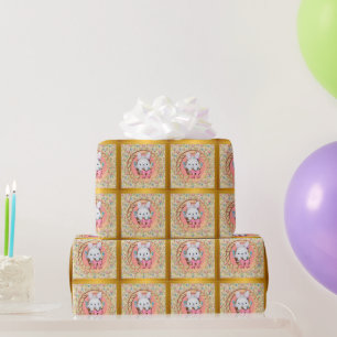 Cute Easter Bunny Sitting in The Basket Wrapping Paper