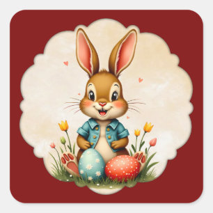 Cute Easter Bunny – Soft Frame - Autocolante Square Sticker