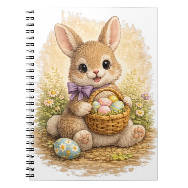 Cute Easter Bunny Spiral Notebook Kawaii (Front)