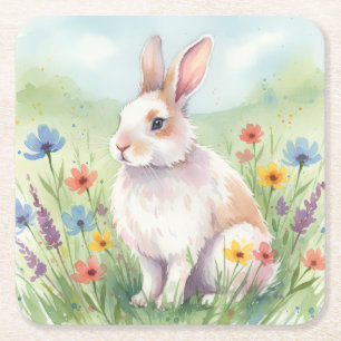 Cute Easter Bunny Spring coaster square