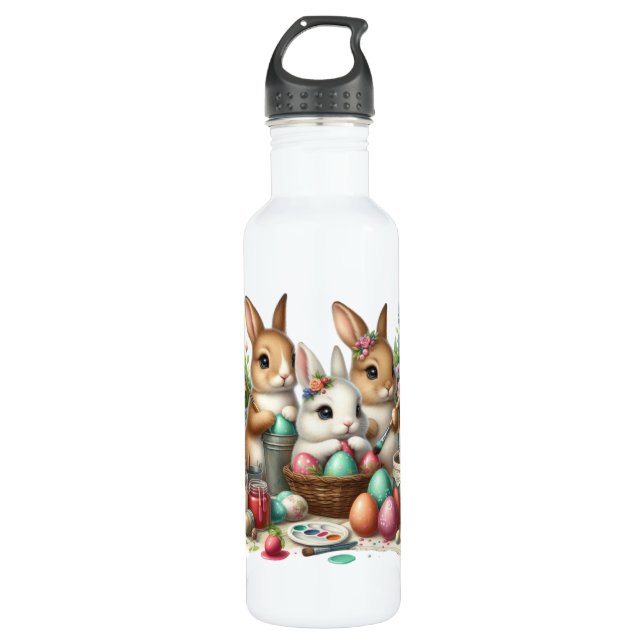 Cute, Easter Bunny/Spring paint party 710 Ml Water Bottle (Front)