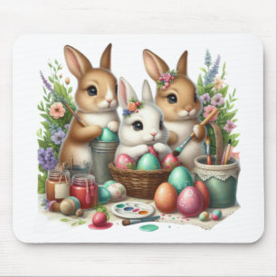Cute, Easter Bunny/Spring paint party Mouse Mat