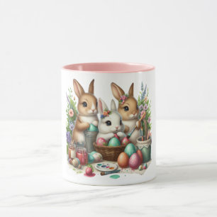 Cute, Easter Bunny/Spring paint party Mug