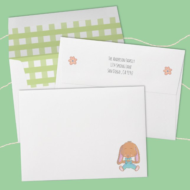 Cute Easter Bunny Spring White Envelope (Cute Easter bunny spring white envelope .)
