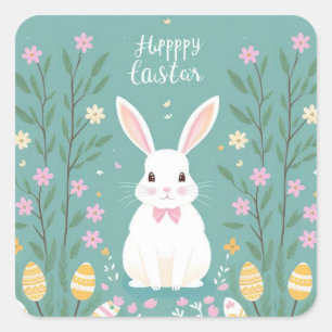 Cute Easter Bunny Square Sticker