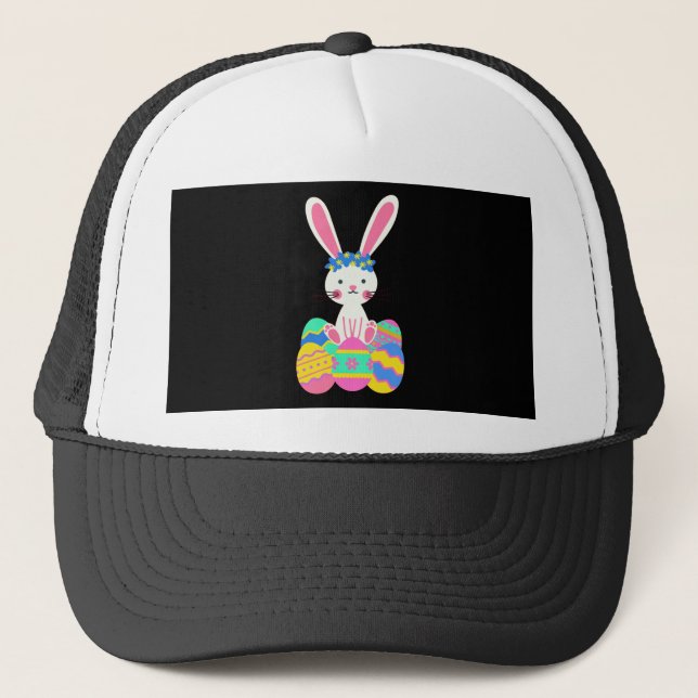 Cute Easter Bunny Trucker Hat (Front)