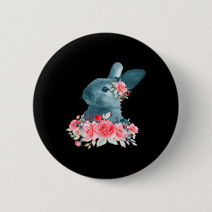 Cute Easter Bunny Vintage Floral Easter 6 Cm Round Badge