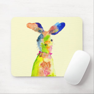 Cute Easter bunny watercolor art Mouse Mat