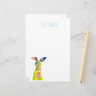 Cute Easter bunny watercolor art Stationery