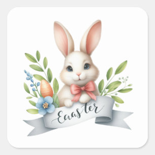 Cute Easter bunny watercolor  Square Sticker