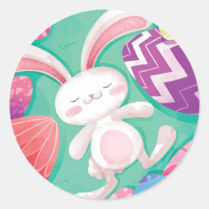 Cute Easter Bunny Watercolor   Sticker Seal