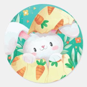 Cute Easter Bunny Watercolor   Sticker Seal
