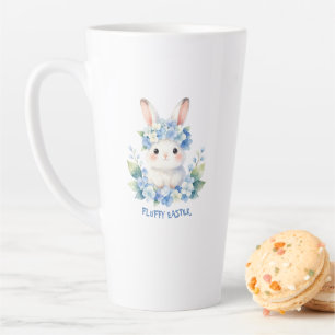 Cute Easter Bunny Watercolor with Hydrangea Latte Mug