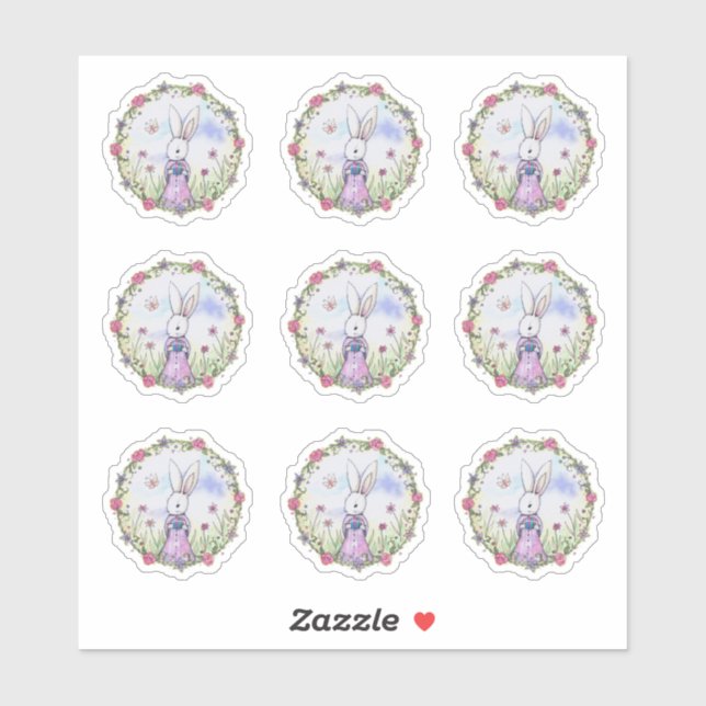 Cute Easter Bunny Whimsical Watercolor Art (Sheet)