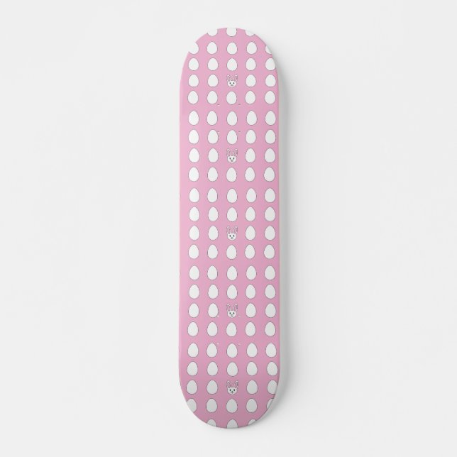 Cute Easter Bunny White Eggs On Pink Skateboard (Front)