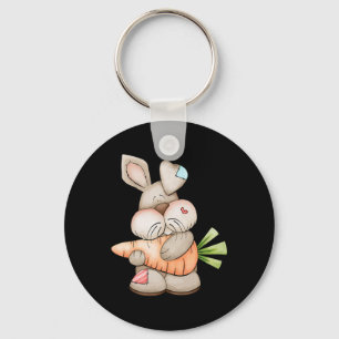 Cute Easter Bunny With Carrot For Women Who Loves Key Ring