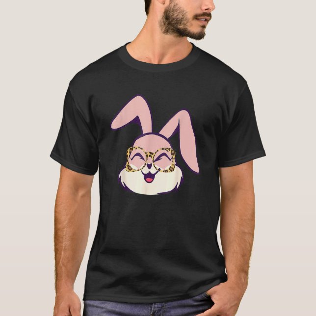 Cute Easter Bunny With Cheetah Glasses Easter Wome T-Shirt (Front)