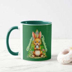 Cute Easter Bunny with Colorful Eggs - caneca Mug