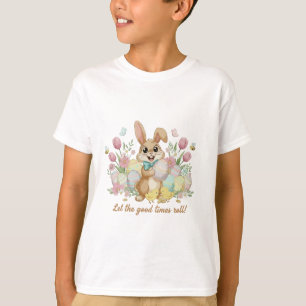Cute Easter Bunny with Colourful Eggs and Spring  T-Shirt