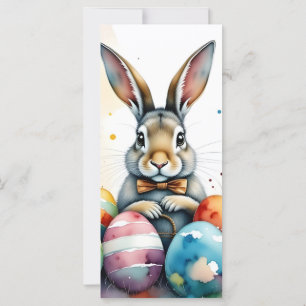 Cute Easter Bunny with Colourful Painted Eggs