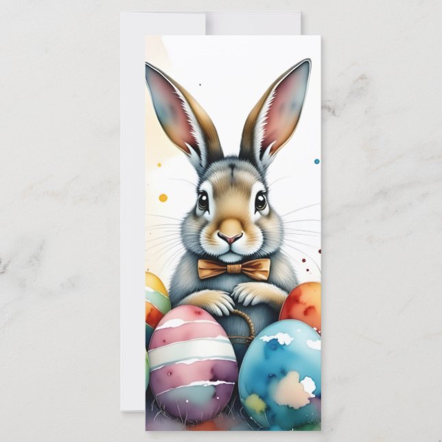 Cute Easter Bunny with Colourful Painted Eggs (Front)