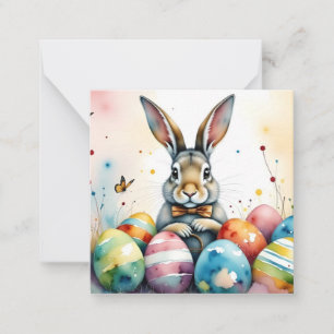 Cute Easter Bunny with Colourful Painted Eggs Card